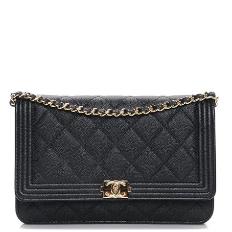 chanel boy wallet caviar black